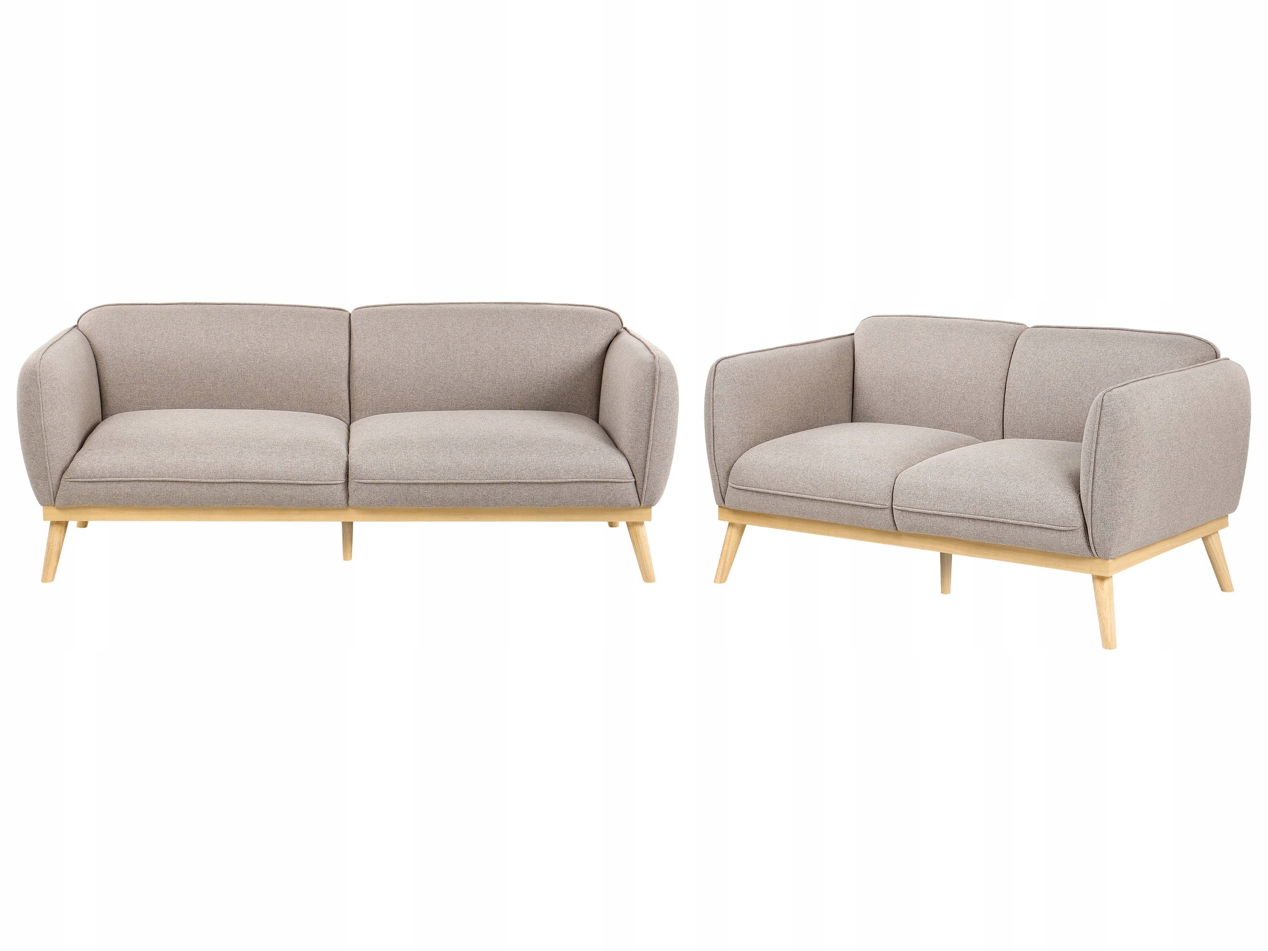 Komplet wypoczynkowy sofa 2-osobowa i 3-osobowa jasnobrązowy