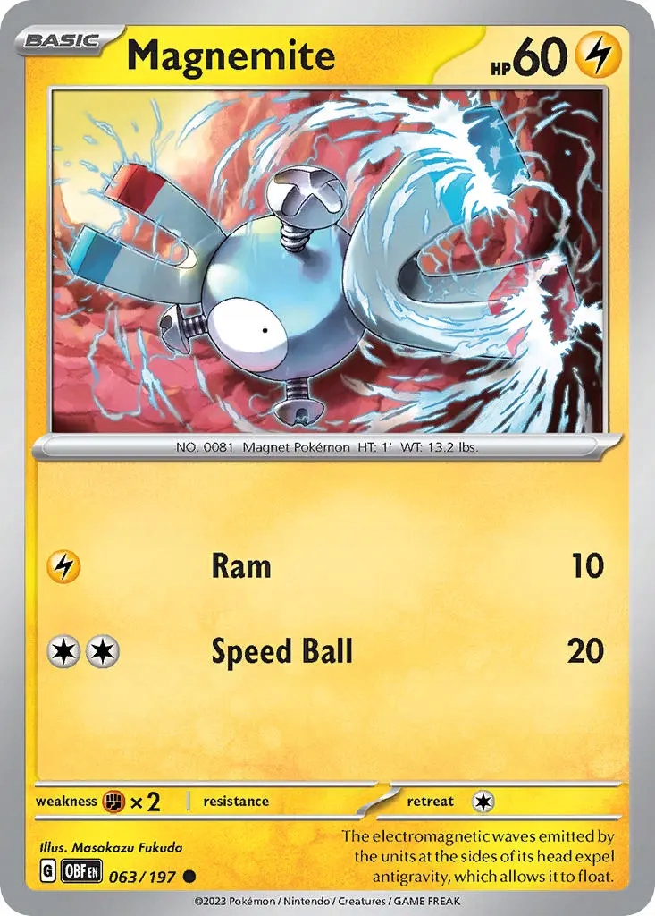 Oryginalna Karta Pokemon Magnemite (obf 063)