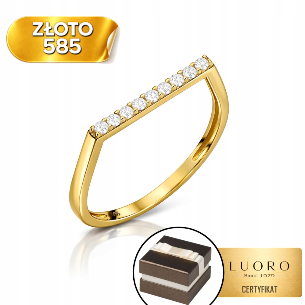 Prstýnek 585 14K Bílé Zirkony V Řadě Jemný R17