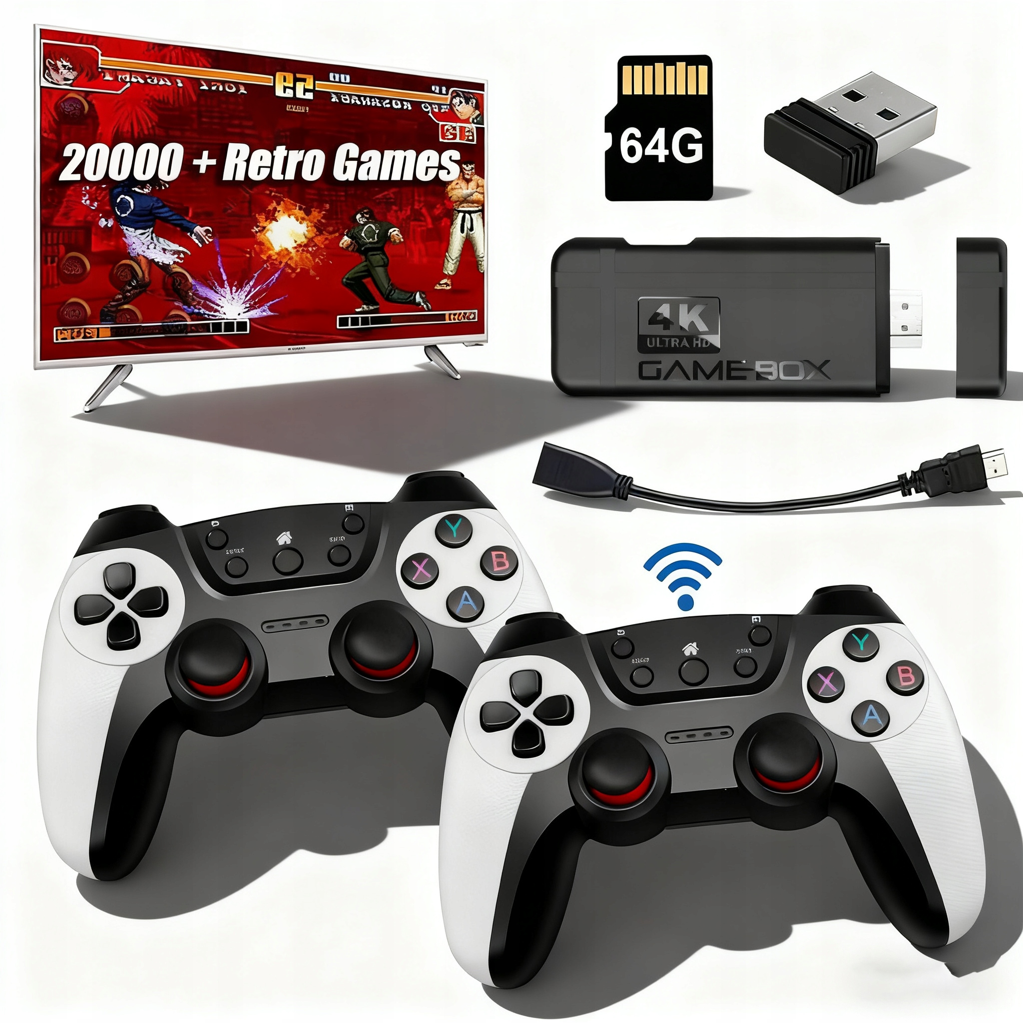 Bezprzewodowa Konsola Do Gier Retro Tv Game Stick 30000 Gier Z 2 Padami