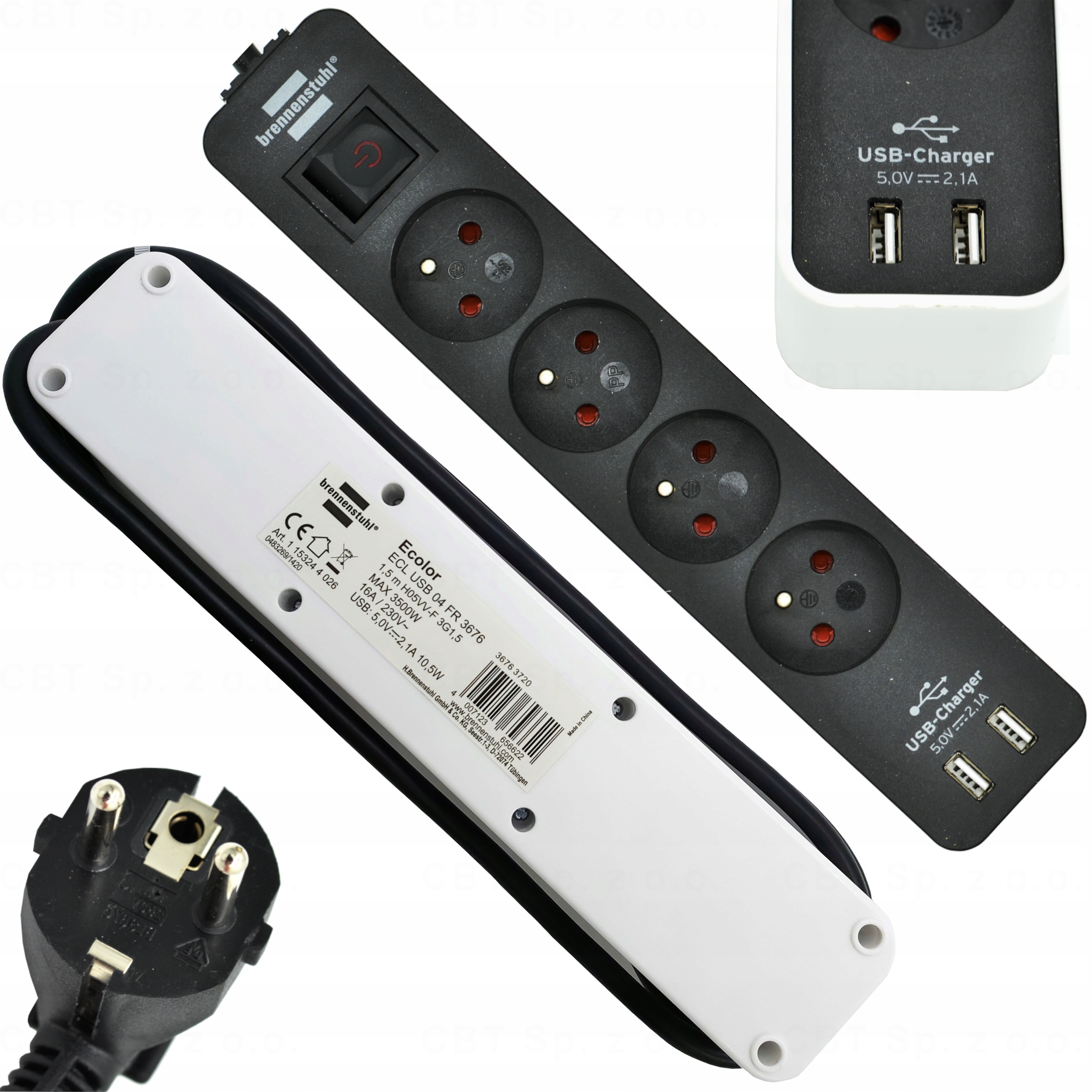

Listwa zasilająca przedłużacz szybką ładowarką Usb