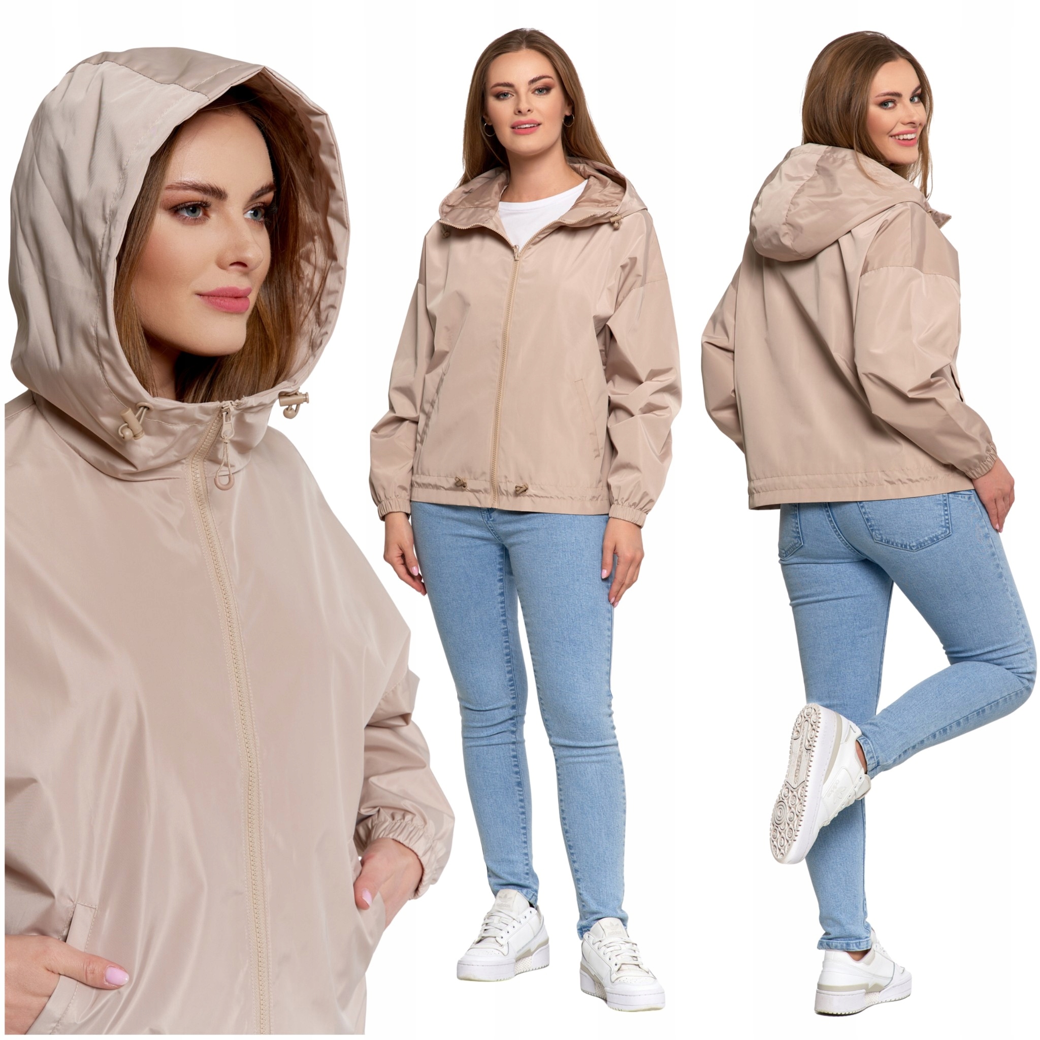 Dámská Přechodová Bunda S Kapucí Na Podzim Pohodlná Hladká Moraj 3XL