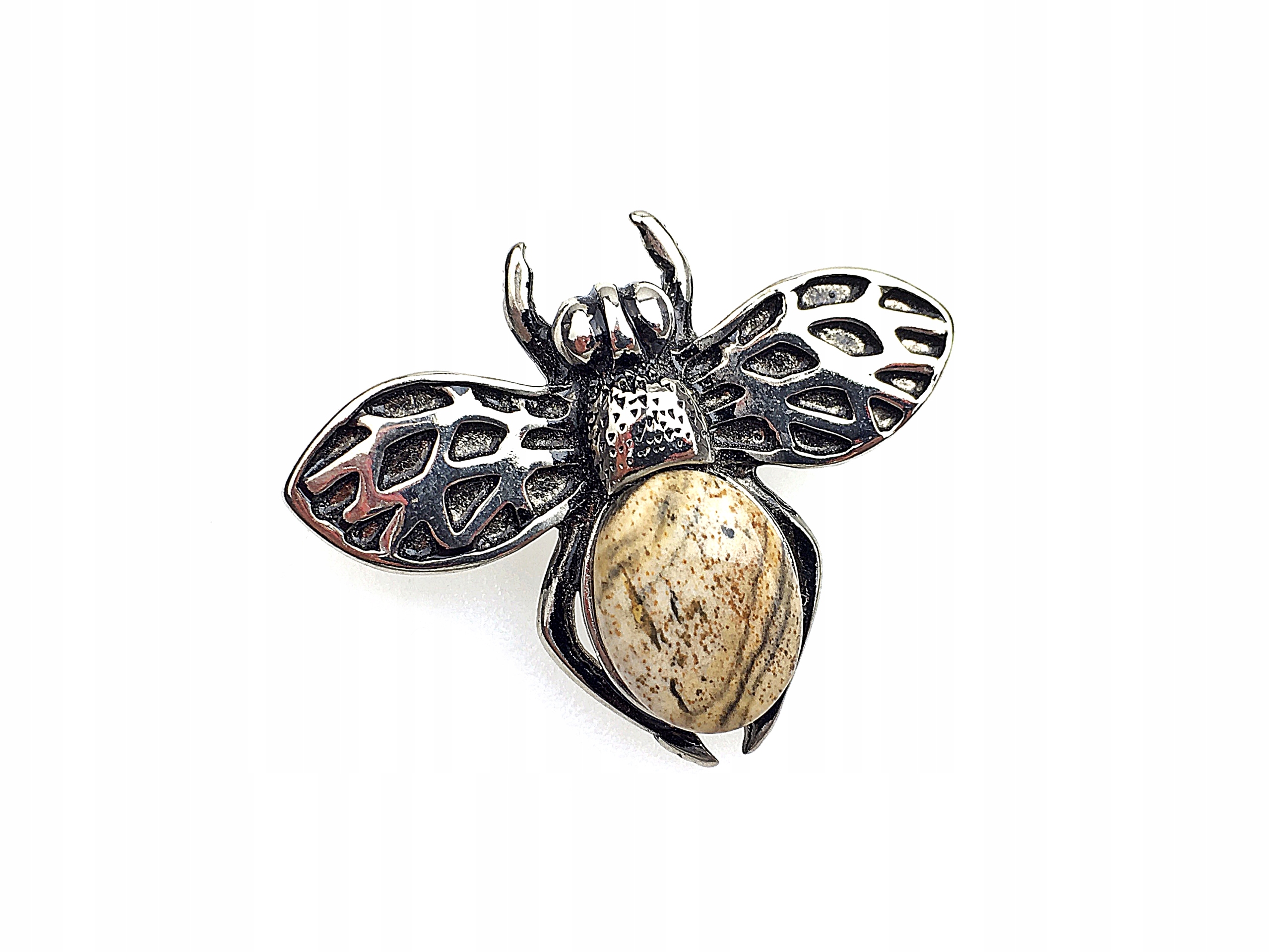 

broszka jaspis krajobrazowy agrafka zapinka