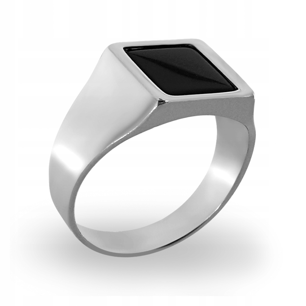 KWADRATOWY SYGNET Z ONYKSEM SREBRO 925 + GRAWER Rozmiar/Średnica wew. (mm) na wymiar