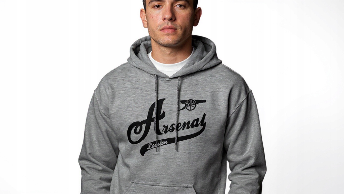 Arsenal Londýn, mikina s kapucí, hoodie, šedá, L