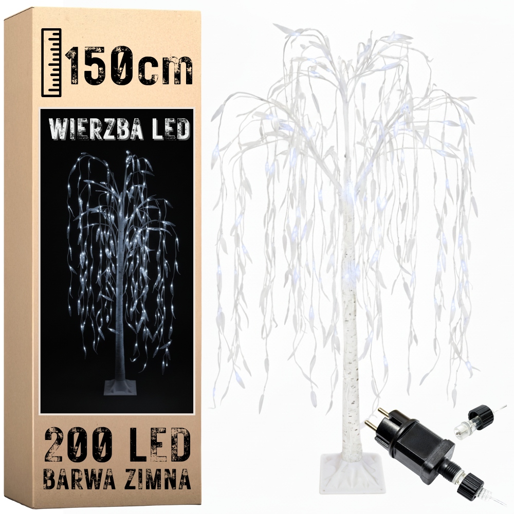 Vrba stromek 150 cm 200 Led svítící dekorativní stojící studená barva