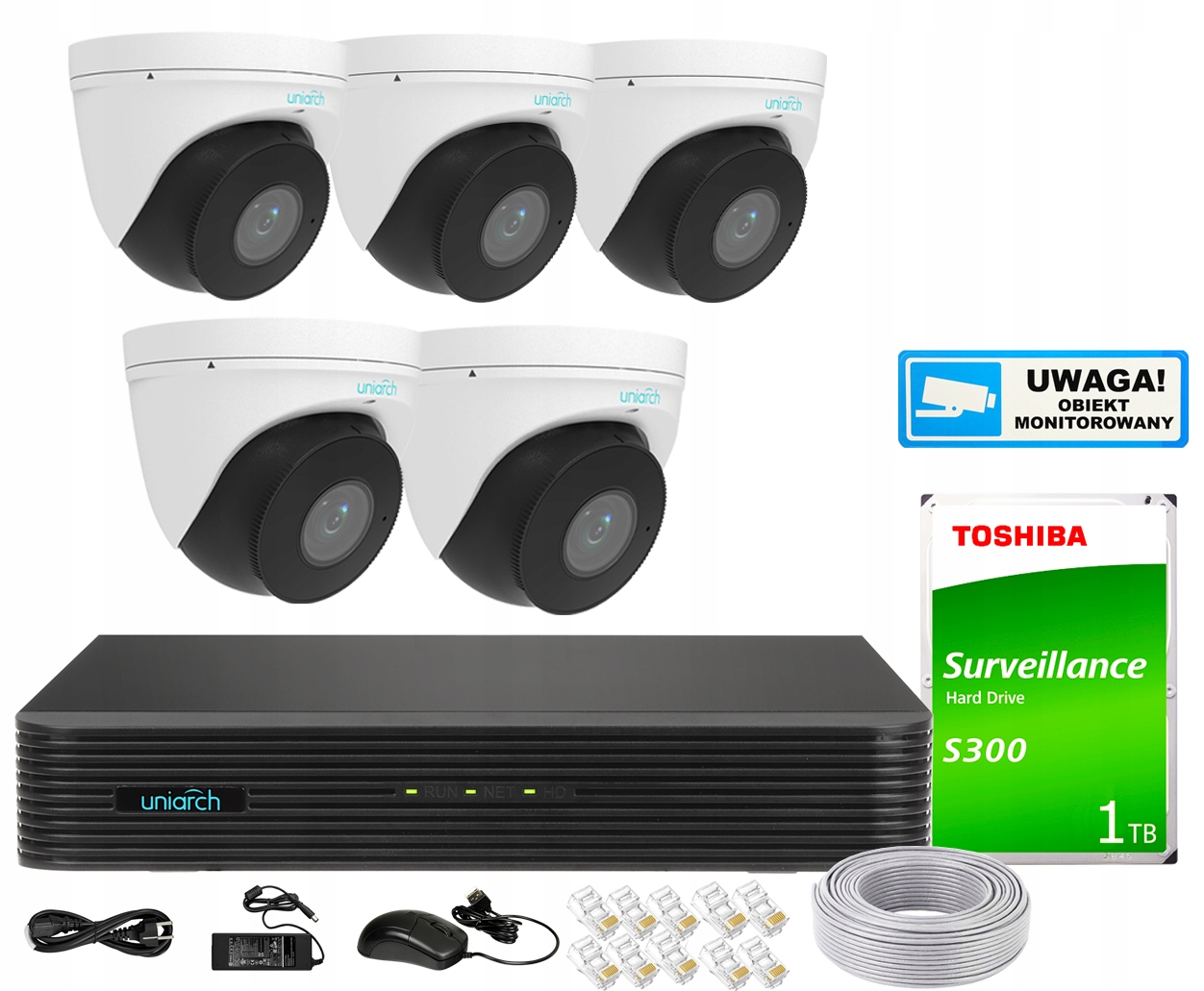 ZESTAW DO MONITORINGU IP 5 Kamer 4MPx MotoZoom IR