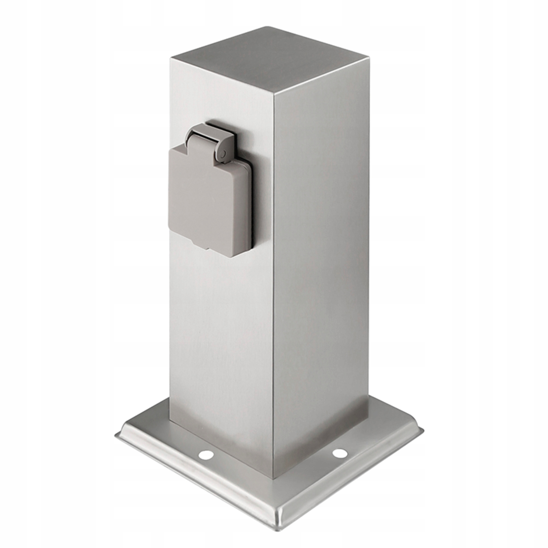 Zahradní nerezový sloupek Solight IP44, 2 zásuvky, hranol, stříbrný 8x8x23c