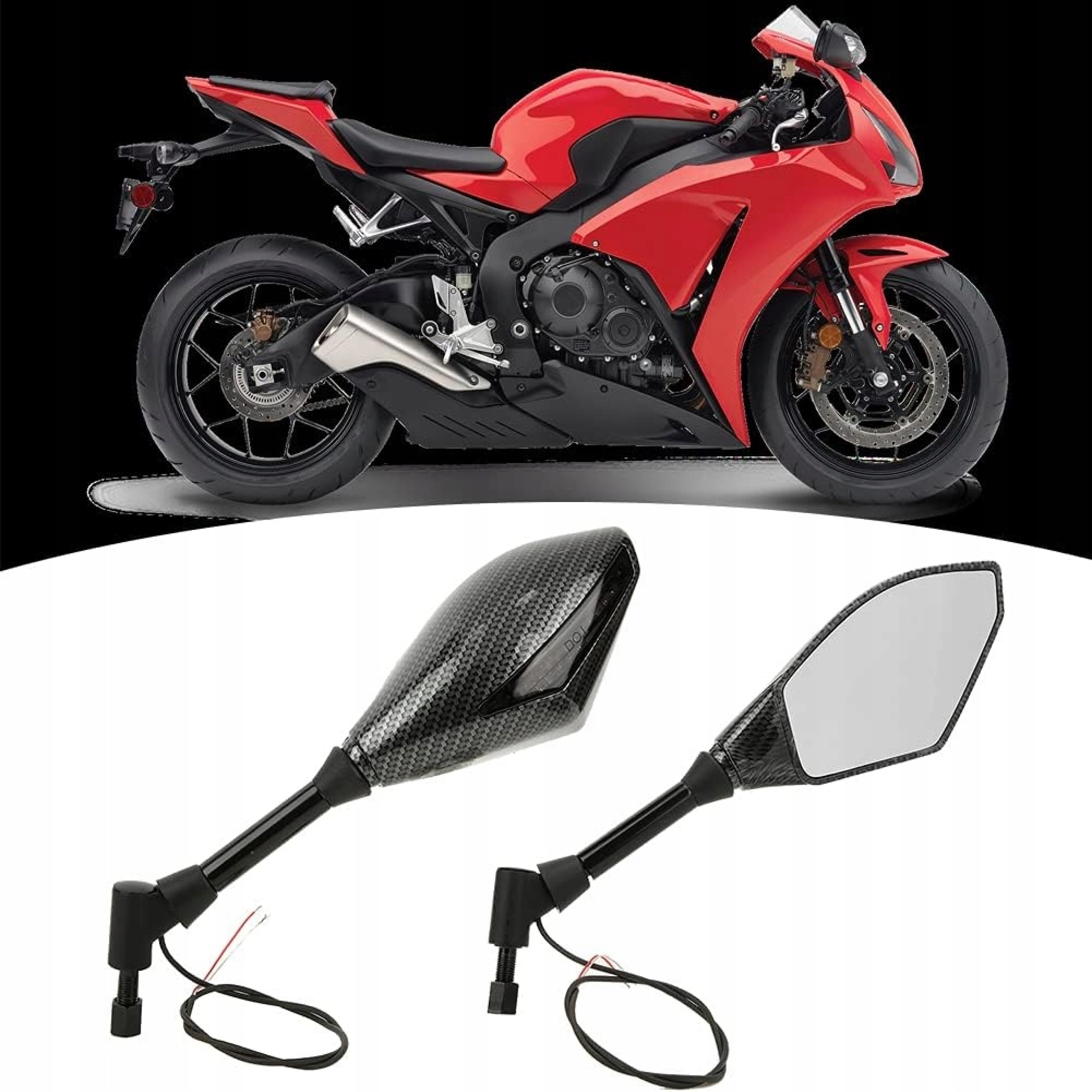 Motocyklové Zrkadlá S Led Smerovkou Carbon M10 Honda Suzuki