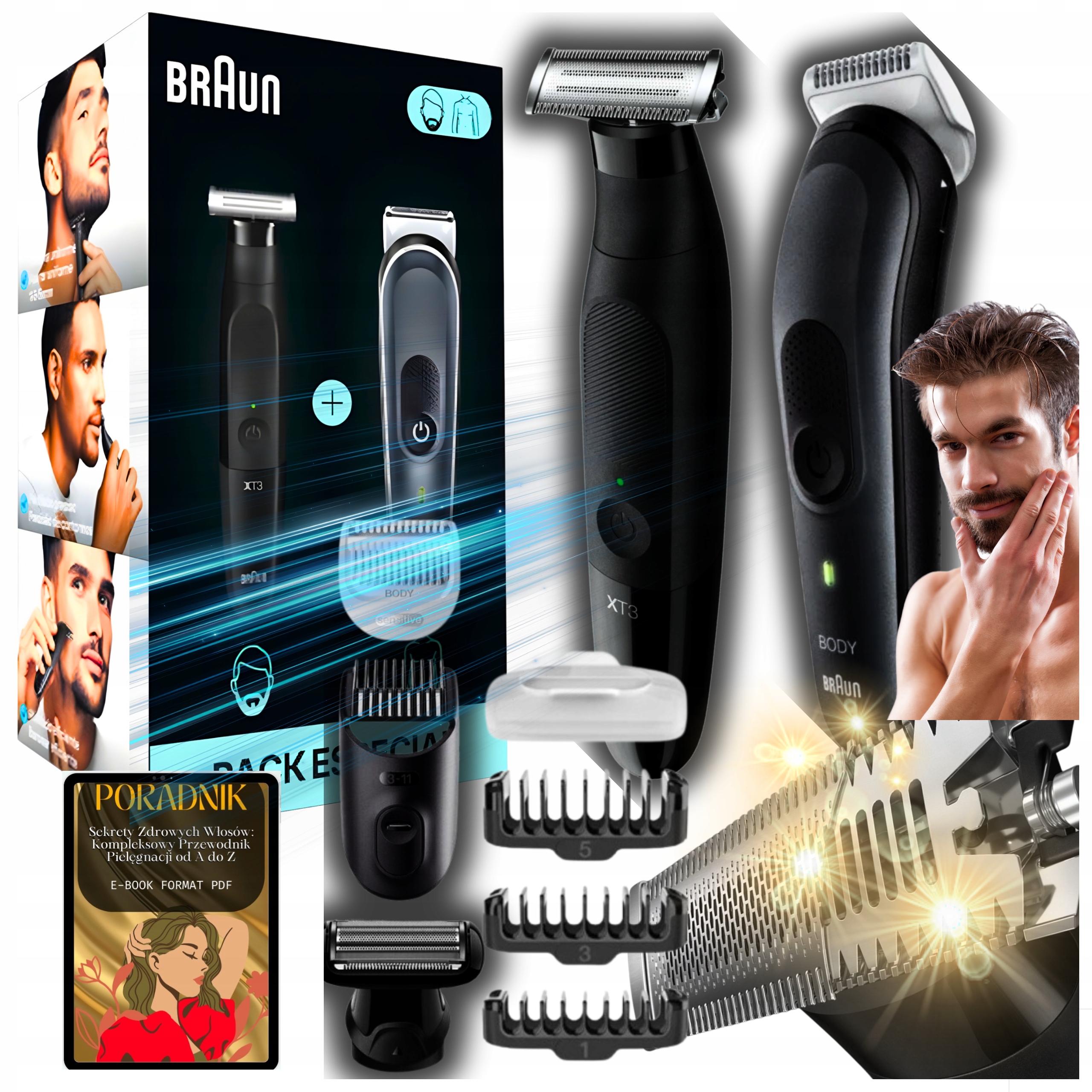 Solidna Maszynka Do Golenia Męska Braun Trymer Ciała Zarostu Brody