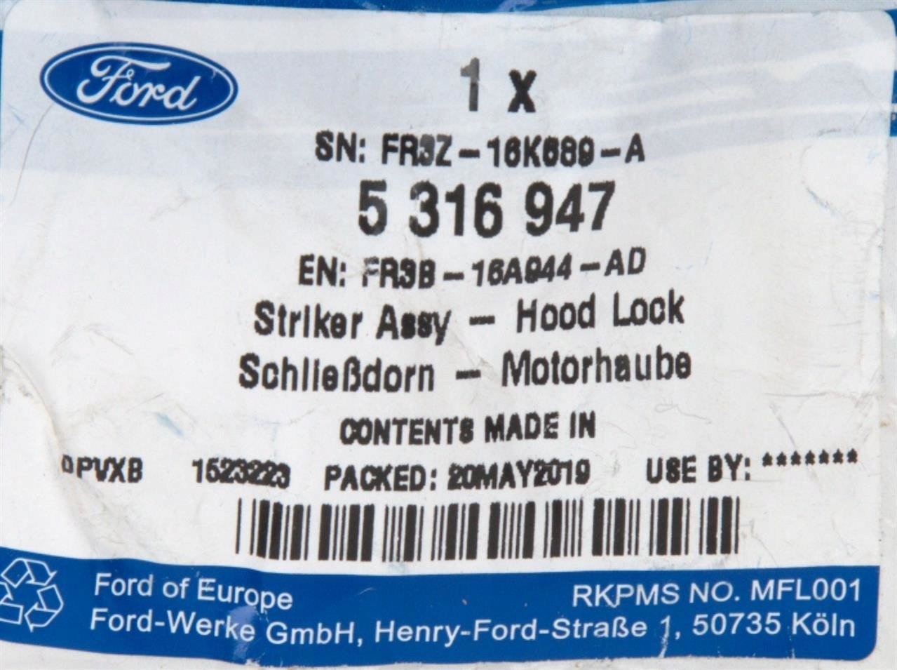 ZACZEP ZAMKA MASKI MUSTANG 2015-17, 17- Producent części Ford OE