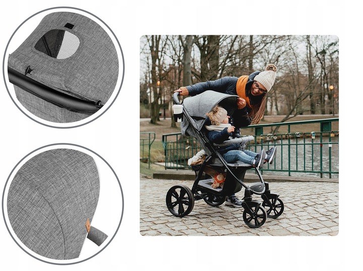 LIONELO wózek spacerowy do 22 kg ANNET Concrete Gr Szerokość produktu 57 cm