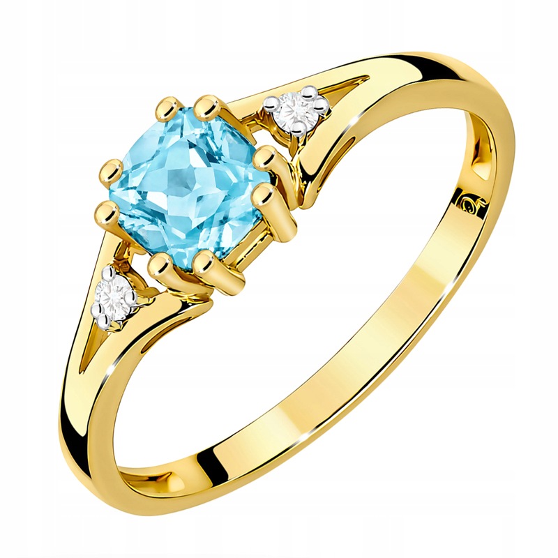 Zlatý Prstýnek Topaz 0,70 ct A Brilianty Gravírování