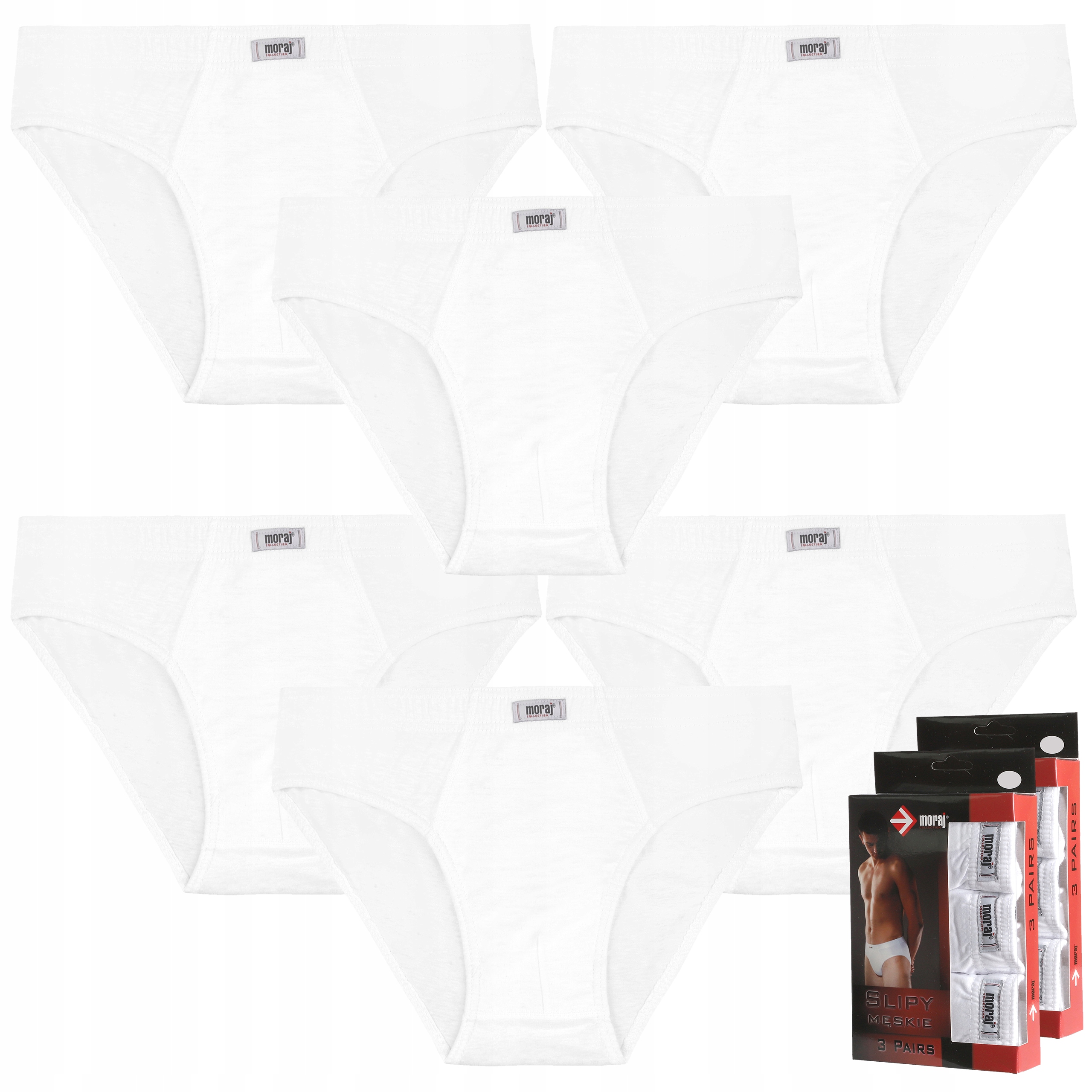 Slipy Bílé Bavlněné kalhotky 100% Moraj Sada 6 ks vel. XL