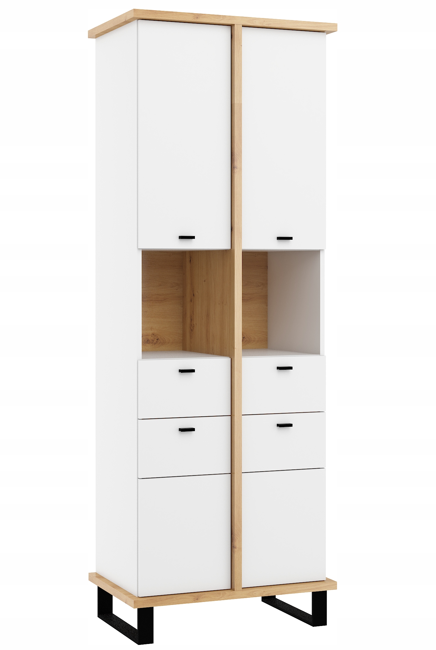 Regálová skříňka Cross CRO-18 dub artisan bílý mat