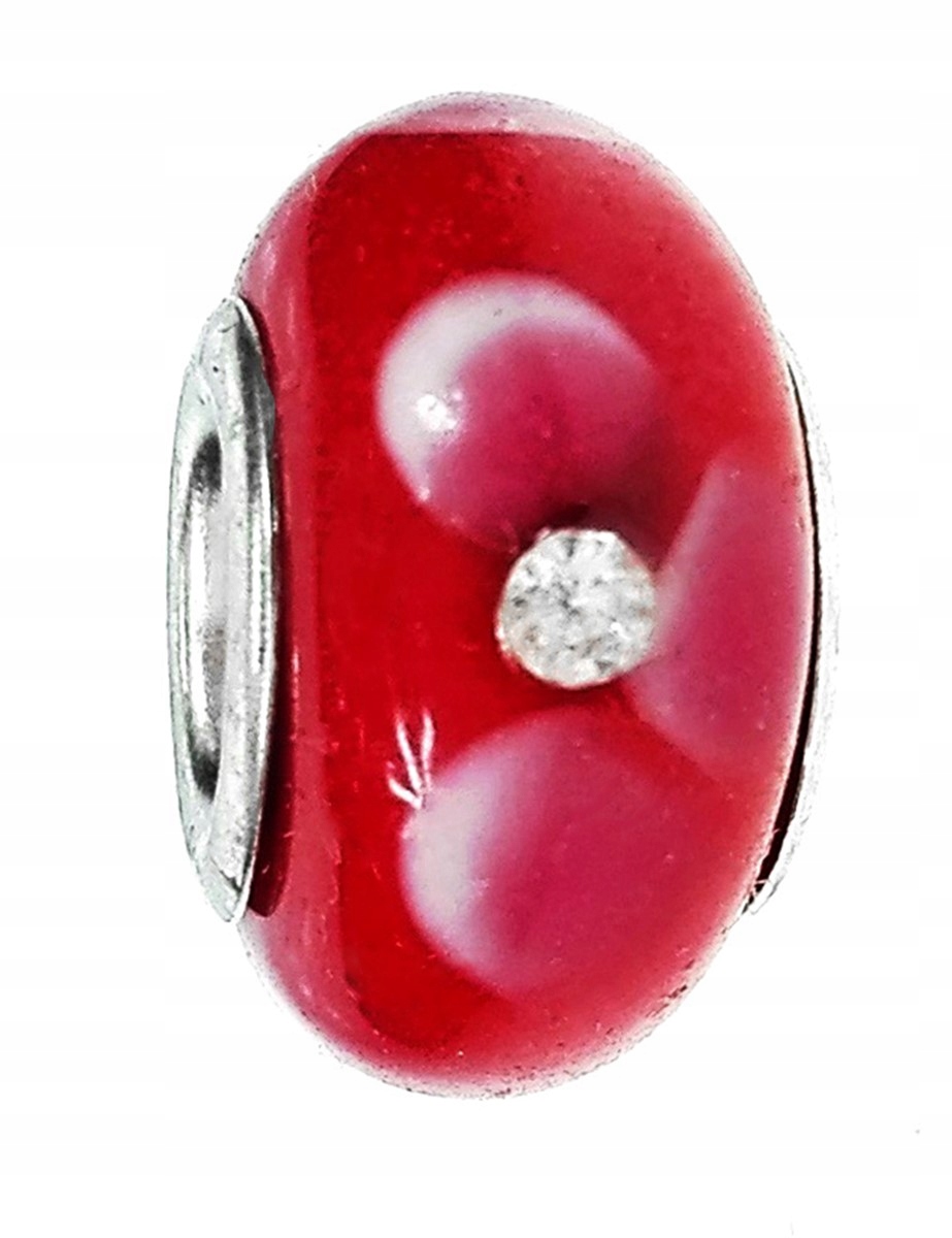 

Zawieszka beads czerwony z kwiatem
