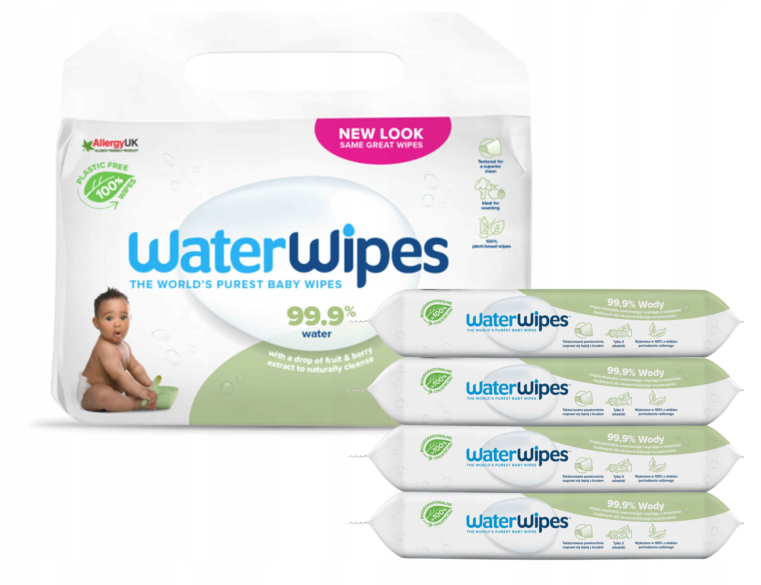 WATERWIPES Chusteczki nawilżane 99,9 WODY dla dzieci BIO Soapberry