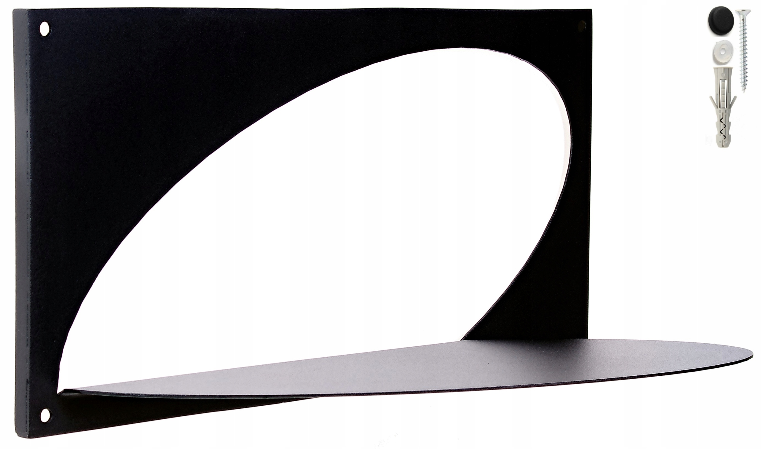 Závěsná police v moderním Loftovém stylu, kovová, černá, 16x40x19 Cm