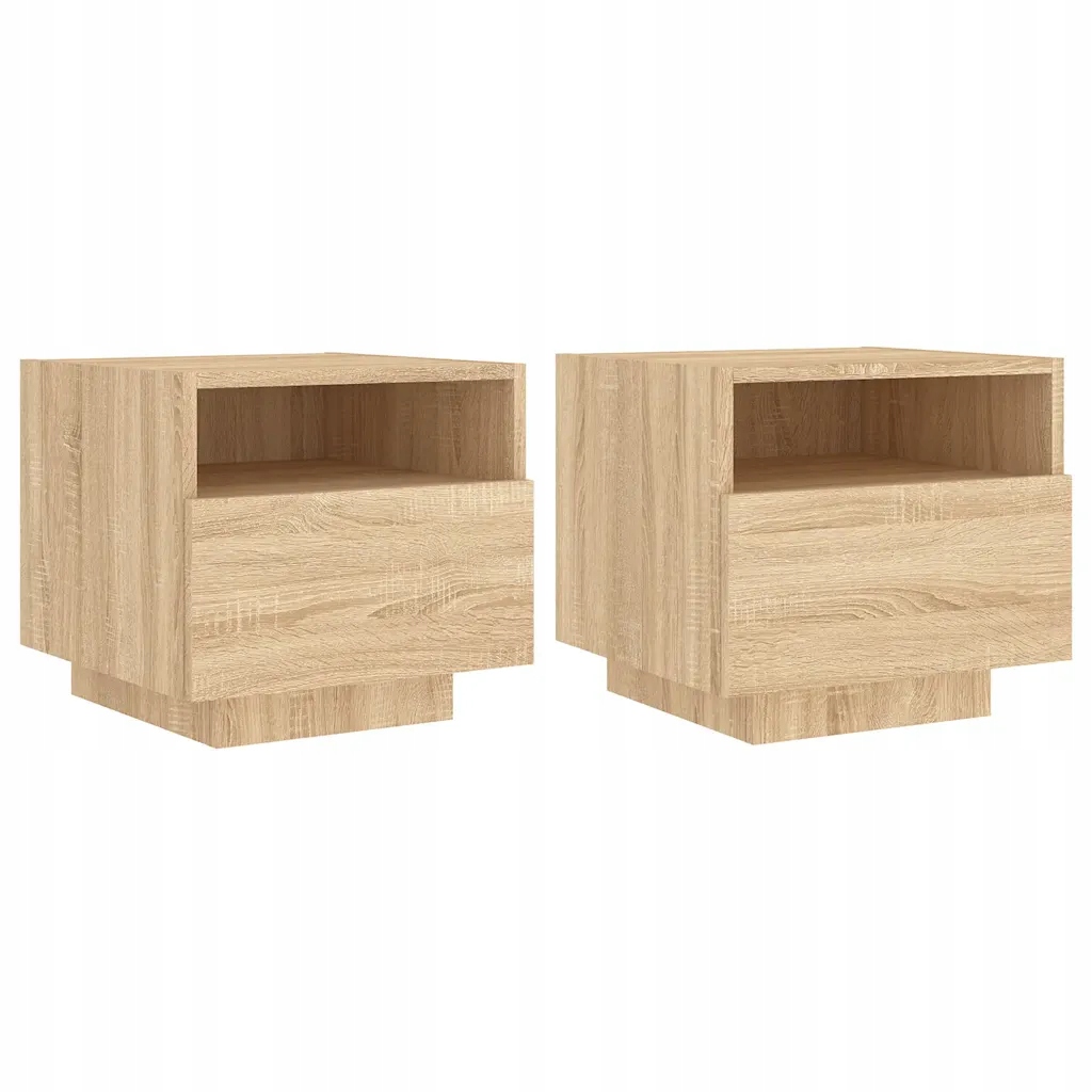 Noční stolek Led Rgb z dřevěného materiálu, dub sonoma, 40x39x37 cm