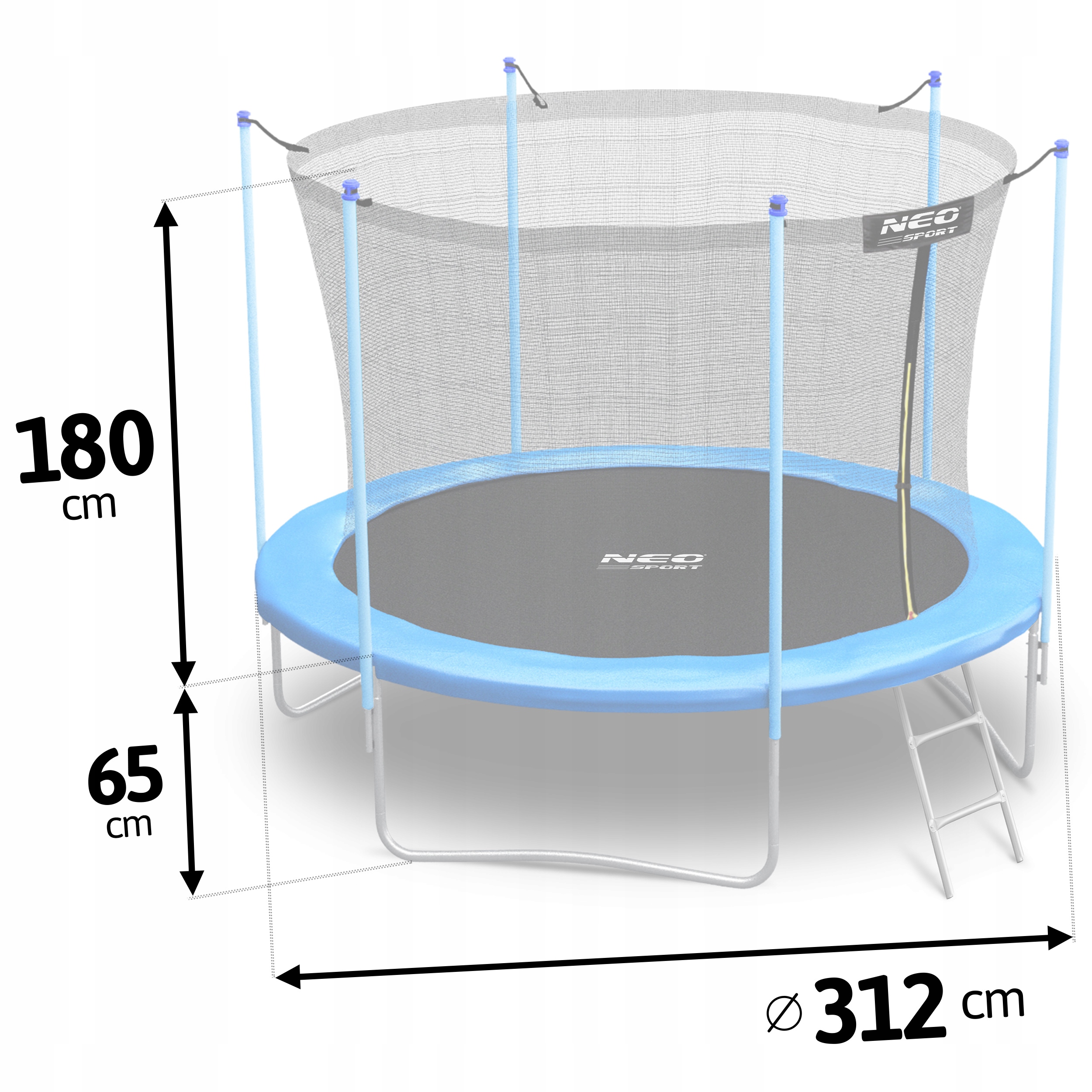 TRAMPOLINA OGRODOWA 312cm 10ft NEOSPORT model 2024 Rozmiar (ft) 10 (304-312 cm)