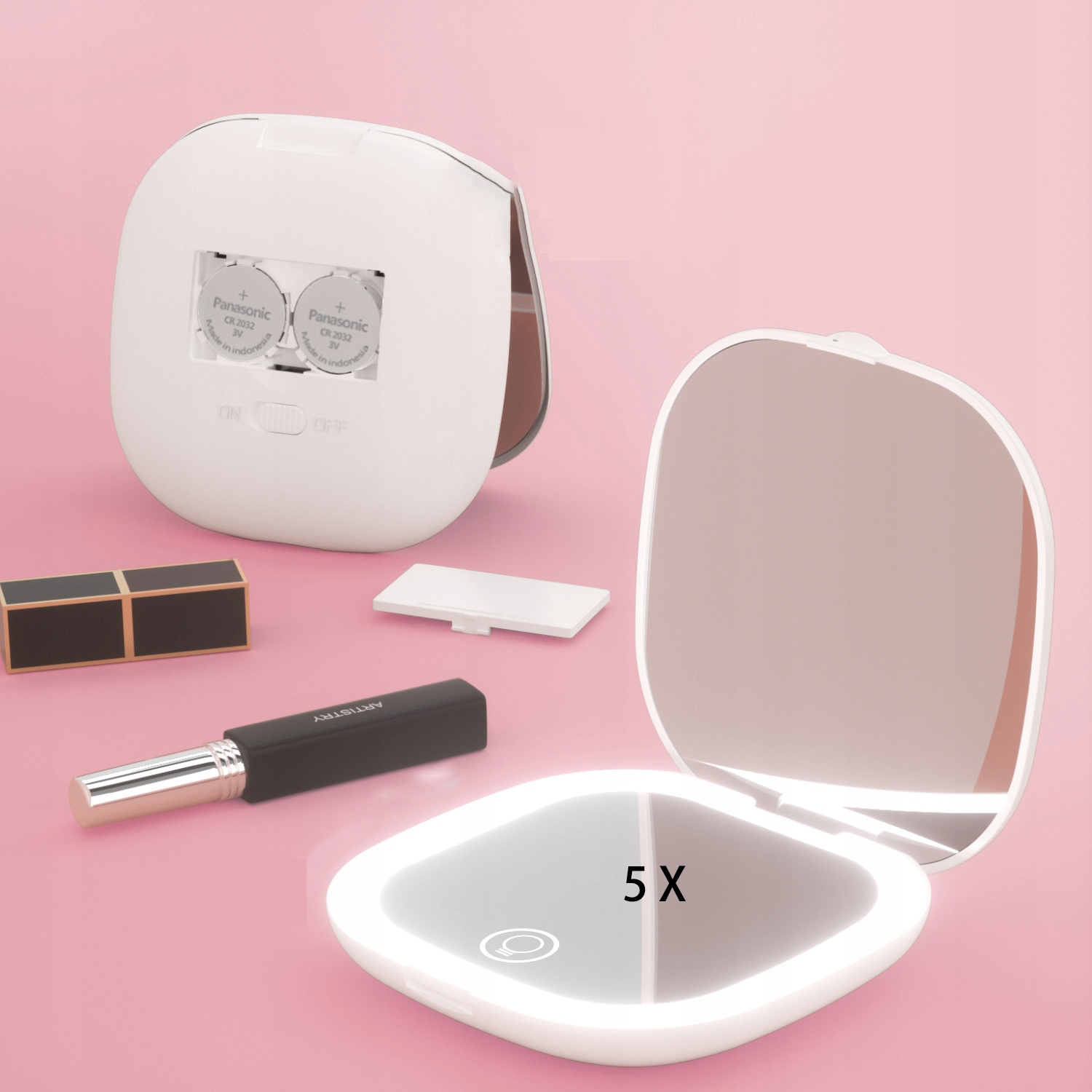 MINI lusterko do makijażu Led zamykane białe Stan opakowania oryginalne