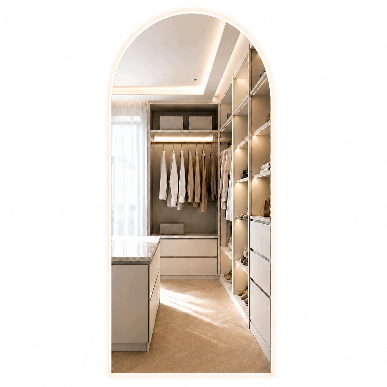 Lustro Led Cob Arco 60 x 140 cm Arkadowe Podświetlane 230V Premium Ścienne