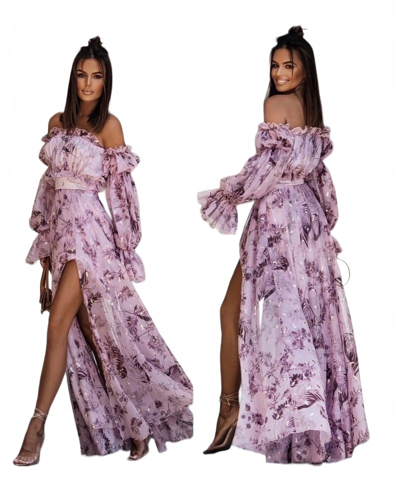 Květinová vřesová Dlouhá Šifonová Šaty s květinami svatební hostina S