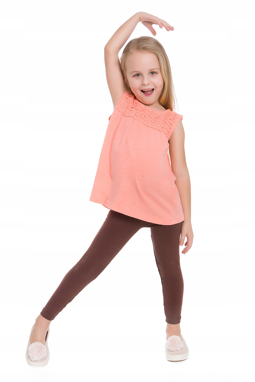 LEGGINSY DZIECIĘCE BAWEŁNIANE GETRY BRĄZOWY 140