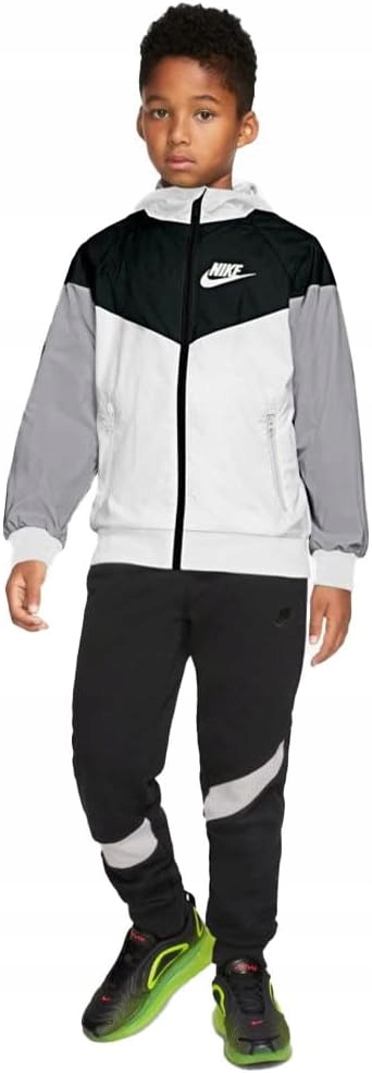 Kurtka sportowa Nike Windrunner dla chłopców Xs Biała/Czarna/Szara