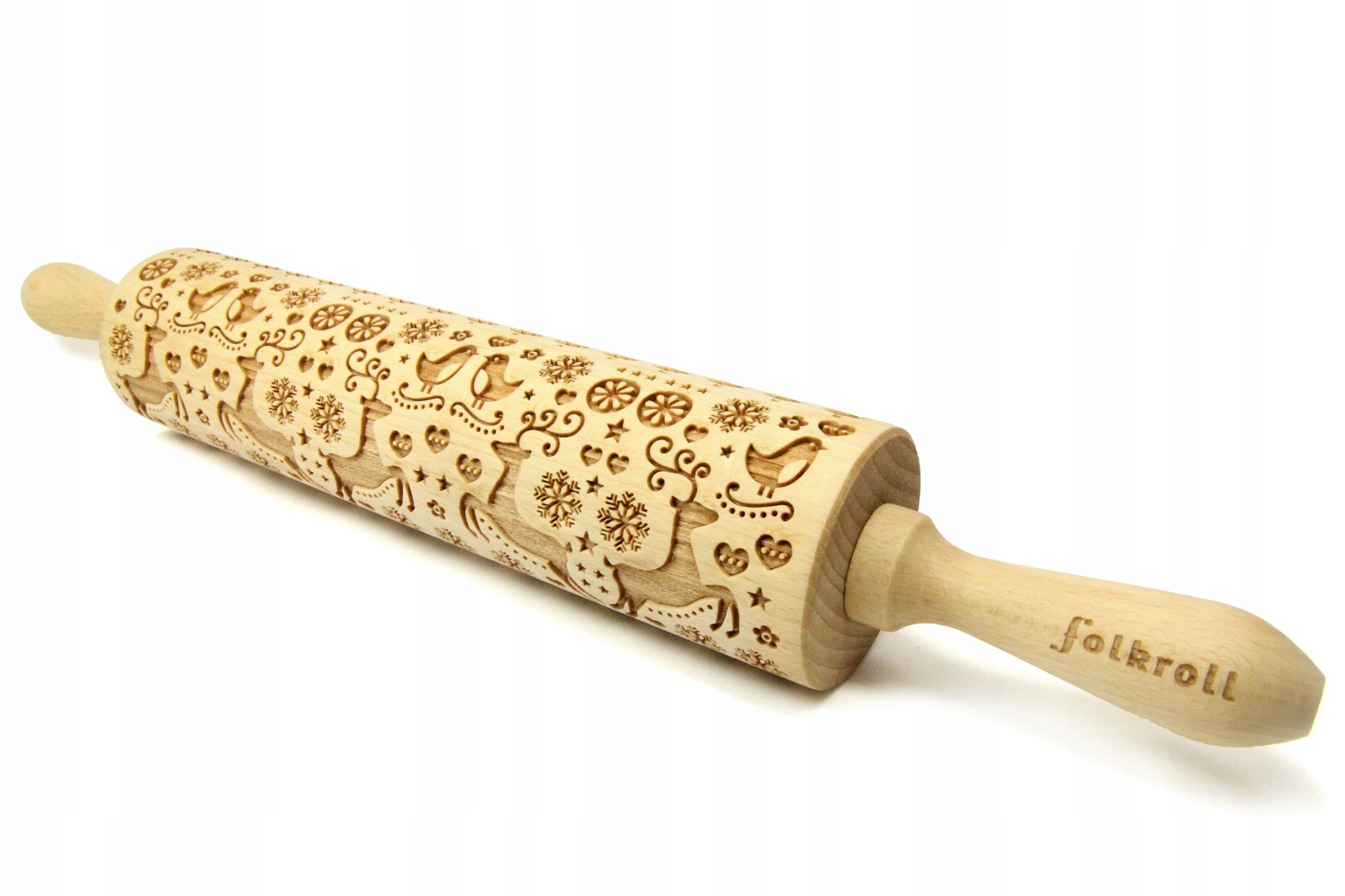 Wałek grawerowany wzór ŚWIĄTECZNE RENIFERY, duży Marka Folkroll