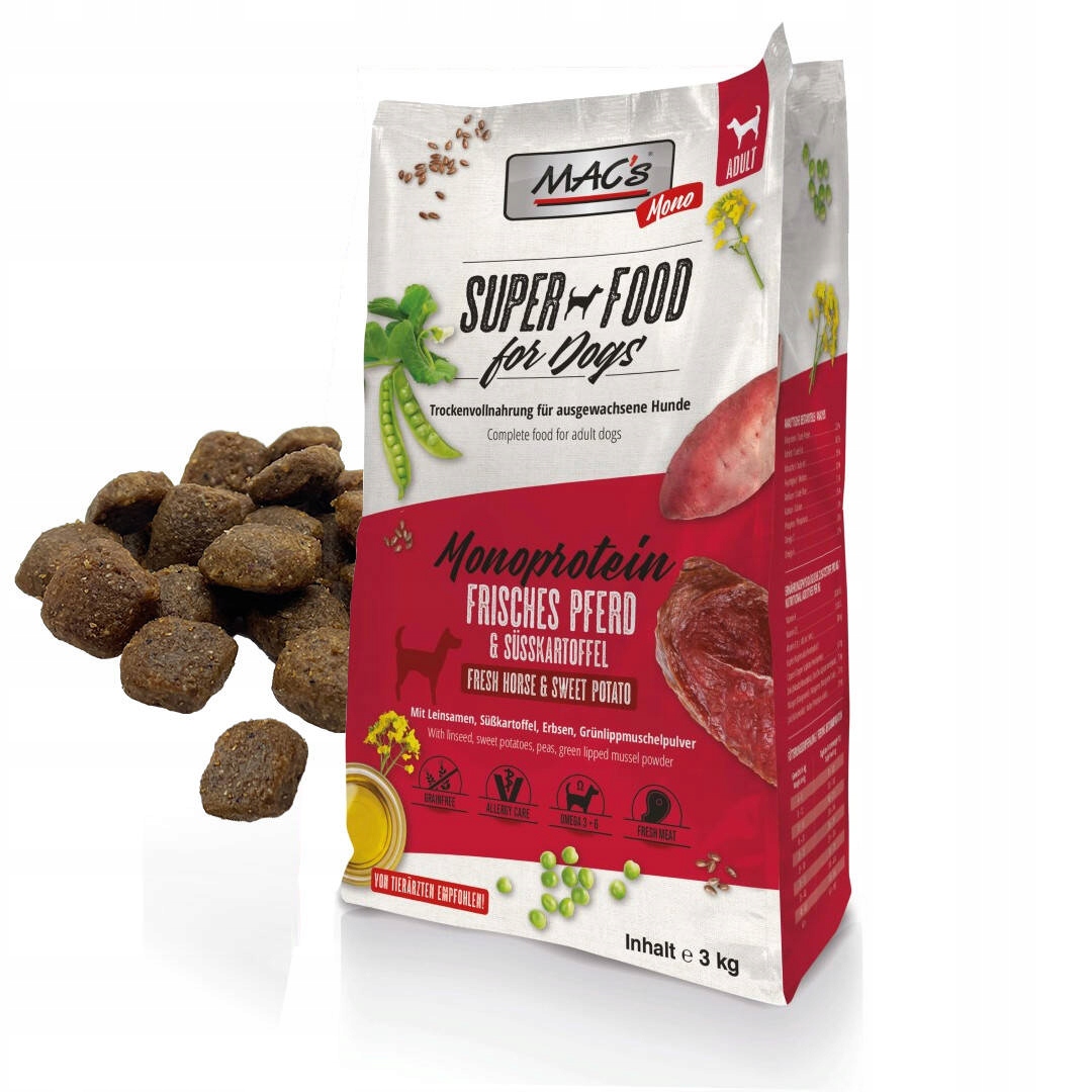 Levně Mac's Dog Suché Krmivo Monoproteinové pro psa s koněm 3kg Hypoalergenní