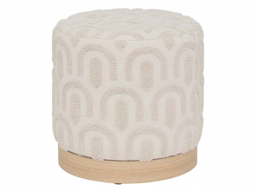 Biely tuftovaný taburet Copas, Ø 38 cm