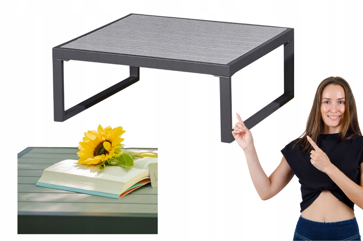 Nowoczesny Stolik Kawowy Na Balkon Szary Stoliczek Prostokątny 75x70x30 cm