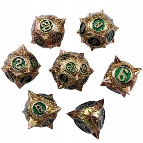 GOEDENDAG ZESTAW 7 METALOWYCH KOŚCI KOSTEK RPG Liczba ścian 4 6 8 10 12 20