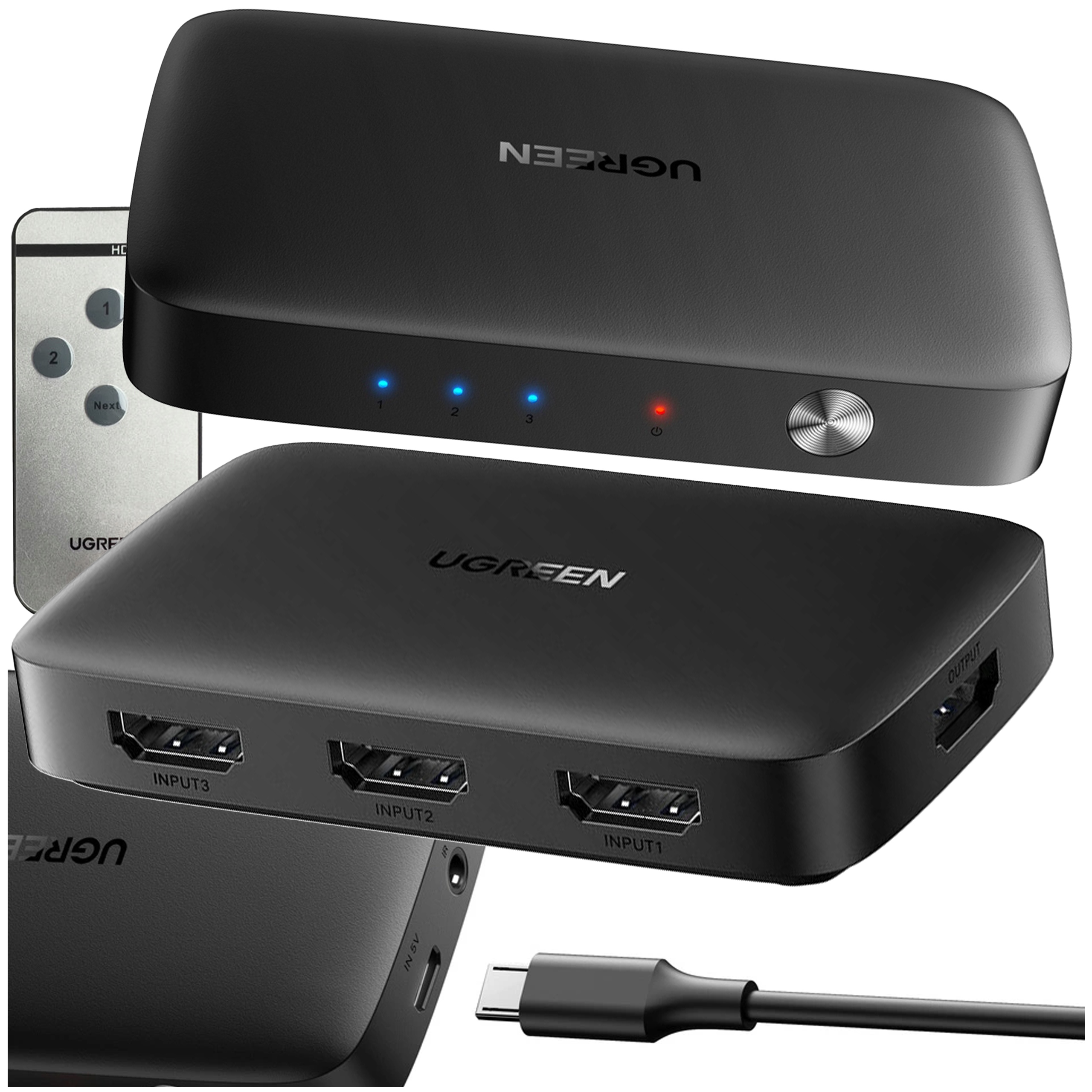UGREEN ROZDZIELACZ SWITCH 3x HDMI 4K 30Hz PRZEŁĄCZNIK SPLITTER PLUG & PLAY