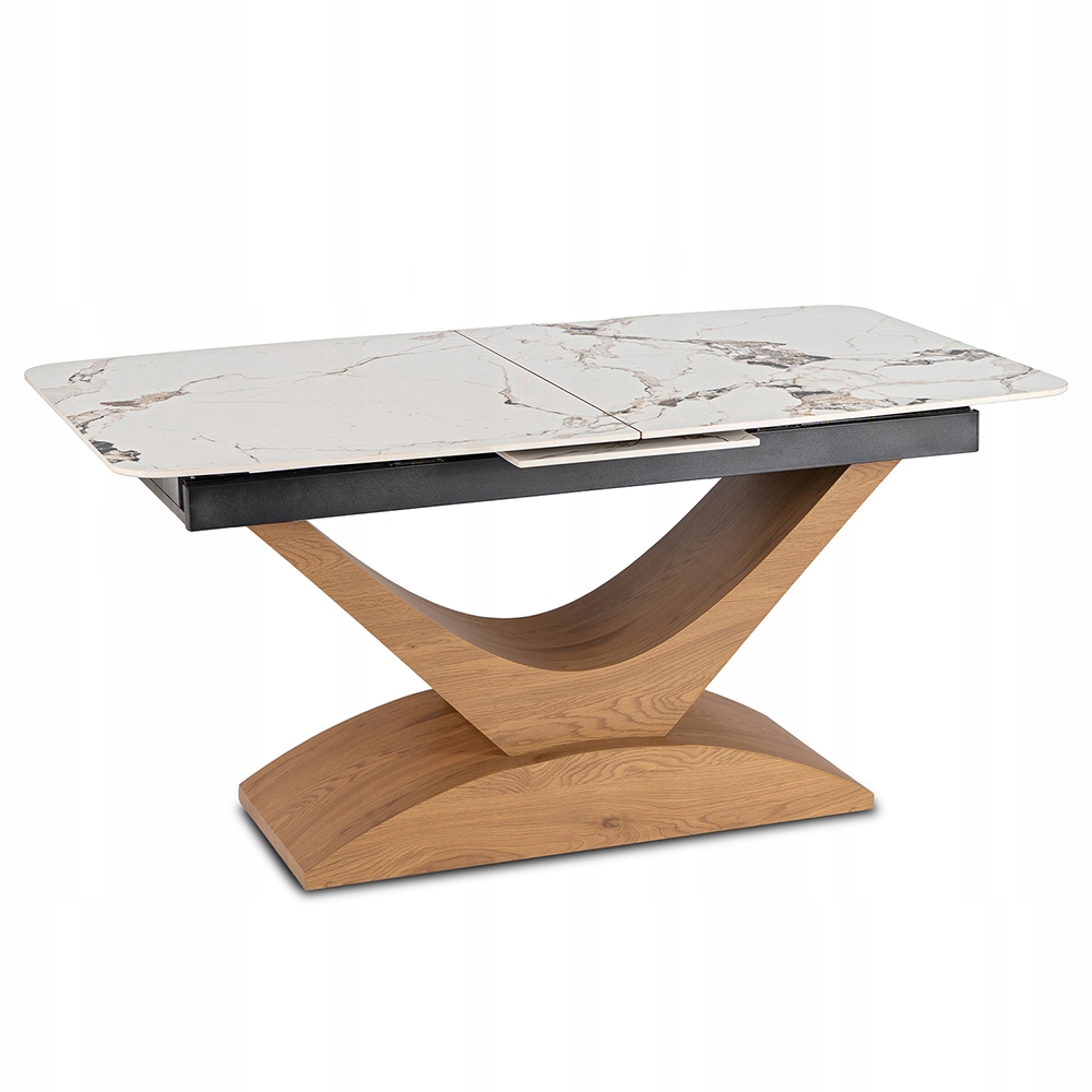 Keramický rozkládací jídelní stůl Bílý Umělý Kámen Na Bázi Křemene Alicante