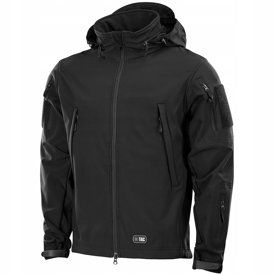 M-Tac Pánská přechodová bunda Soft Shell Black s kapucí, voděodolná, S