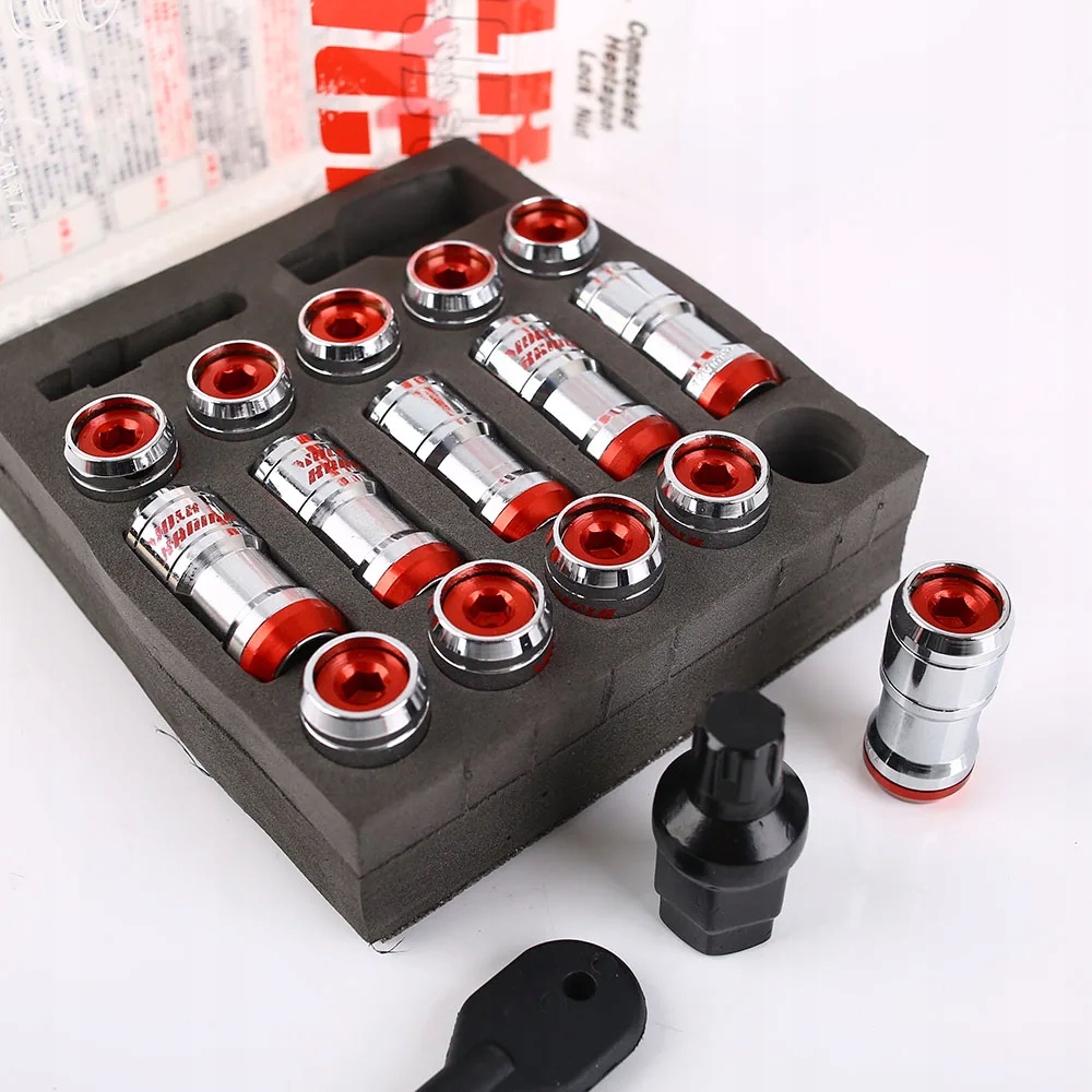 A17816 JDM Racing Concealed Heptagon Formula Steel Wheels Lock Lug Nuts