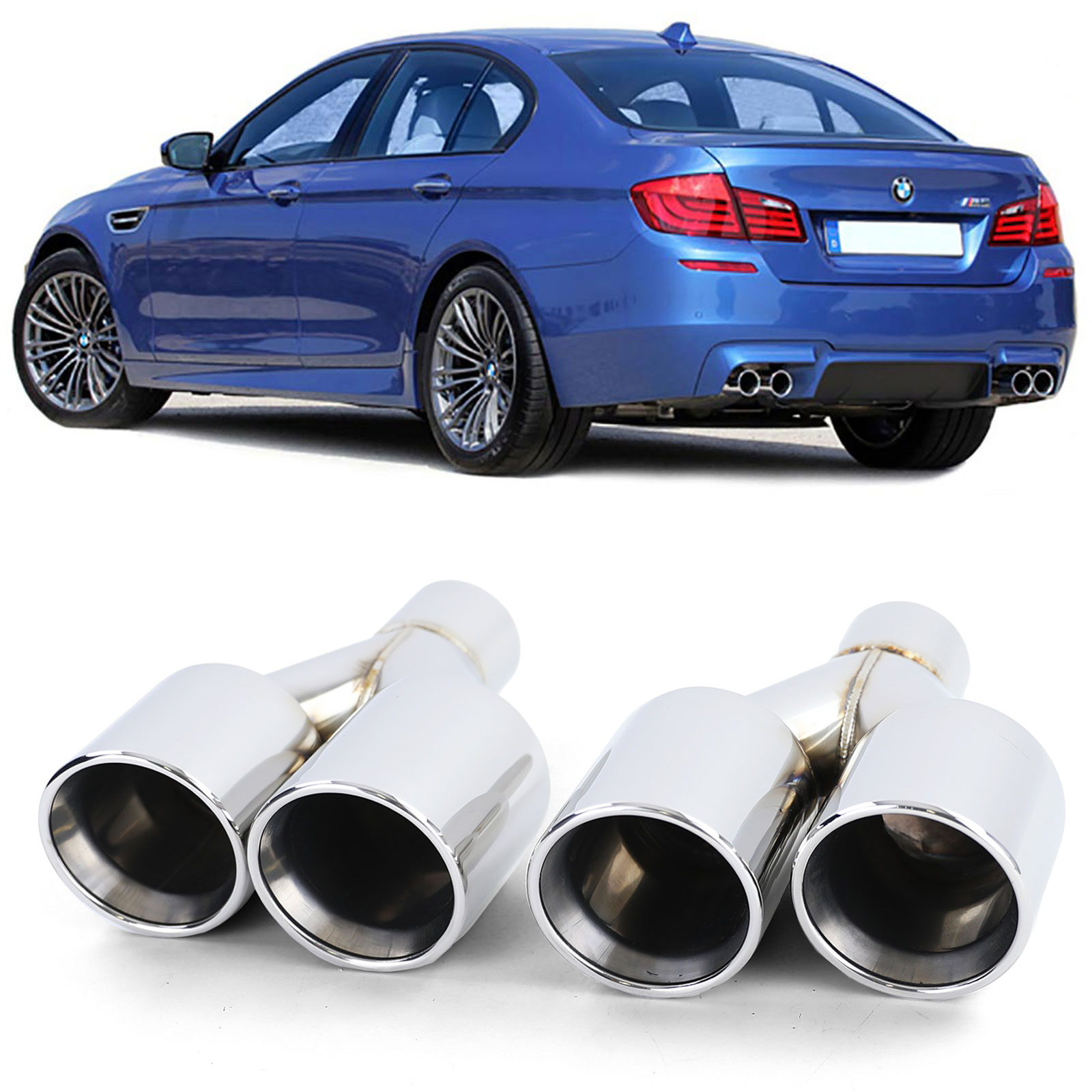 KOŃCÓWKI WYDECHU CHROM BMW 5 F10 F11 6 F12 F13