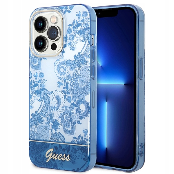 Pouzdro Pro Iphone 14 Pro Guess Hardcase Porcelain Collection Modré