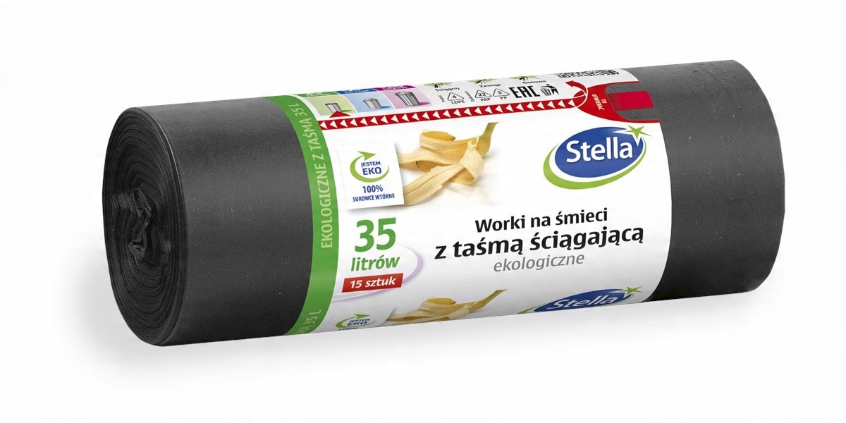 

Worki na śmieci z taśmą 35L 15szt ekologiczne