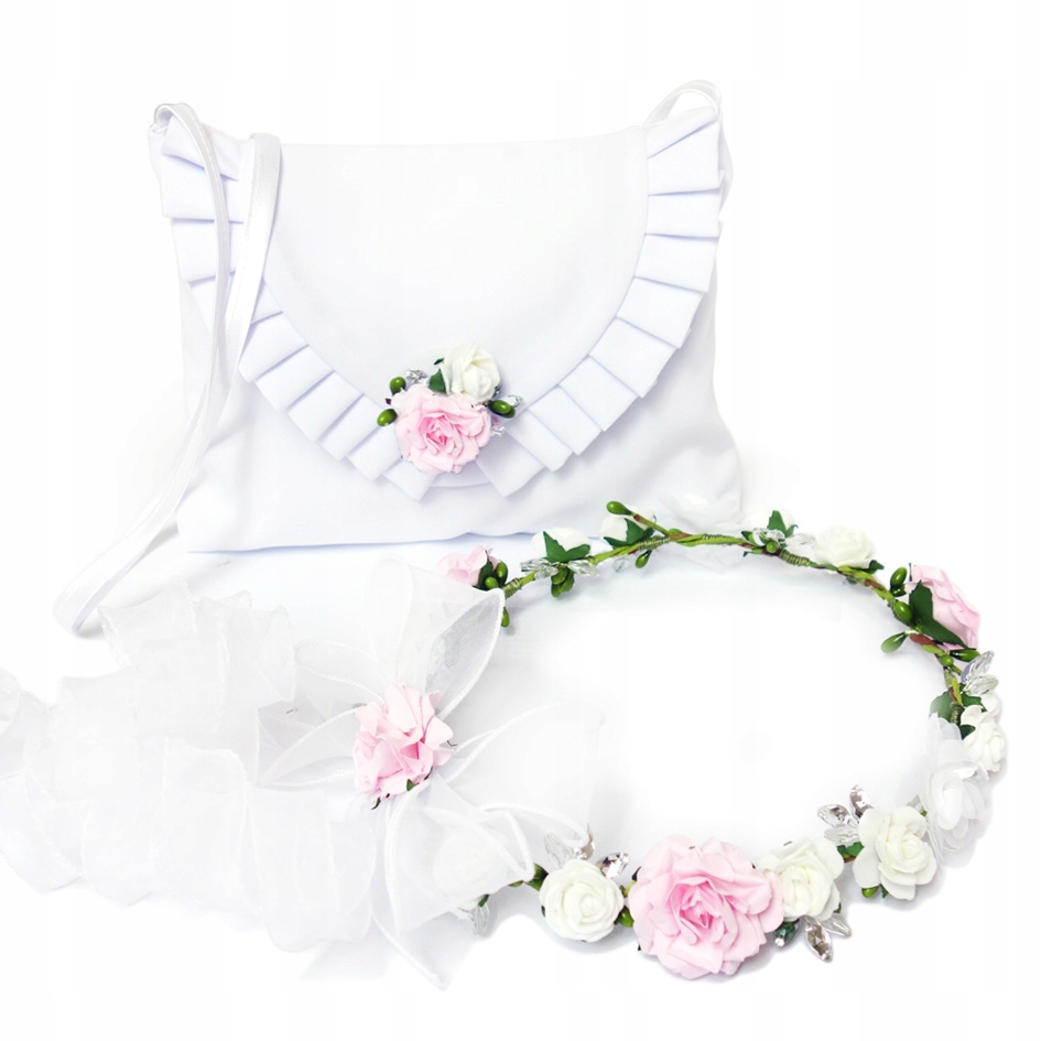 

Komplet Komunijny dla dziewczynki Torebka Wianek