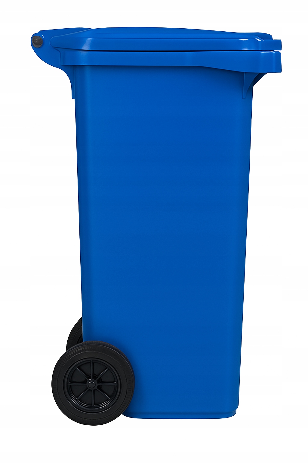 Plastikowy kosz zewnętrzny na odpady, pojemność 240l niebieski wolnostojący