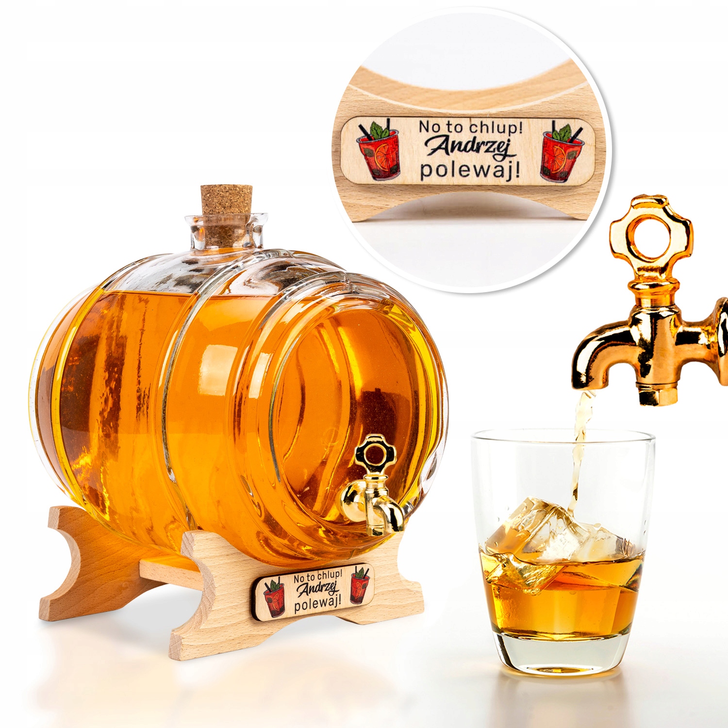 Karafka Sud 4l skleněný sud na alkohol dárek Tabulka s potiskem