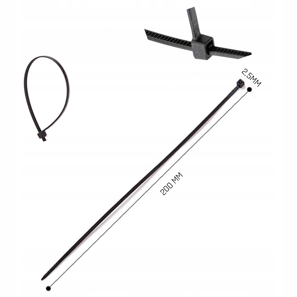 OPASKI ZACISKOWE KABLOWE ZIPERKI TRYTKI 200x2.5 CZARNE EAN (GTIN) 5907451333129