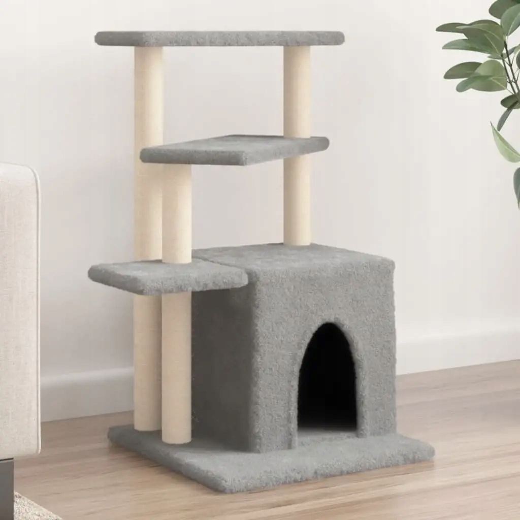 Levně Vidaxl Škrabadlo pro kočky se sisalovými sloupky světle šedé 83,5 cm