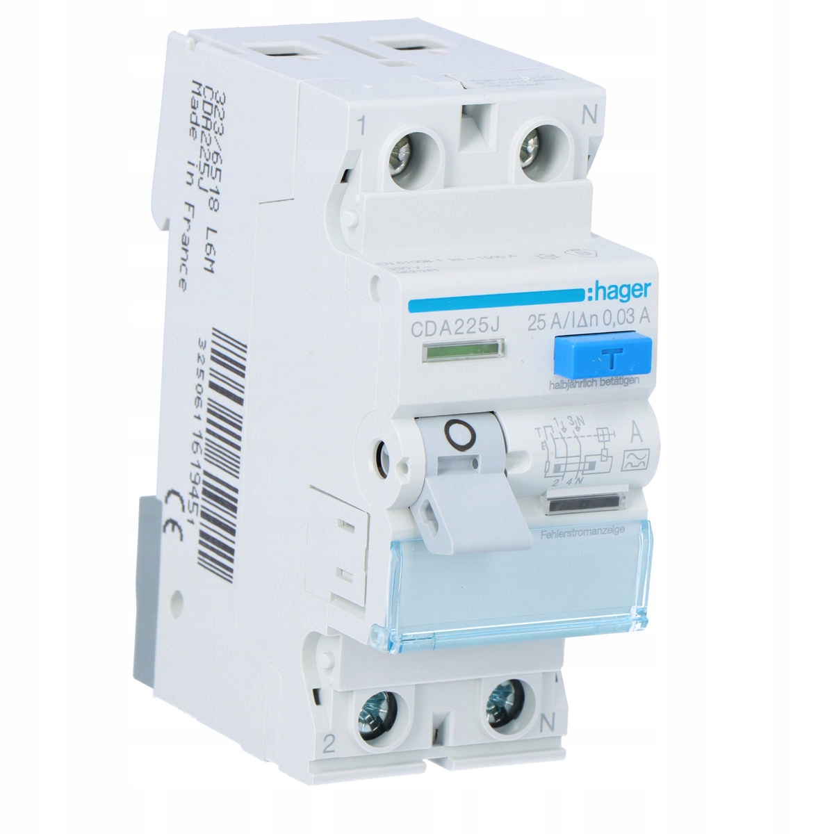 Proudový spínač 25A, 30mA, 2 pólový, typ A