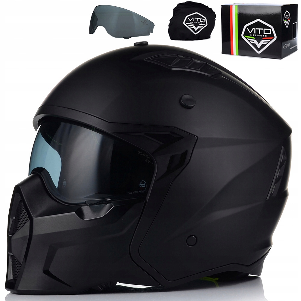 Motocyklová Přilba 4v1 Vito Predator Matt Odnímatelná Čelist Kšilt Blenda
