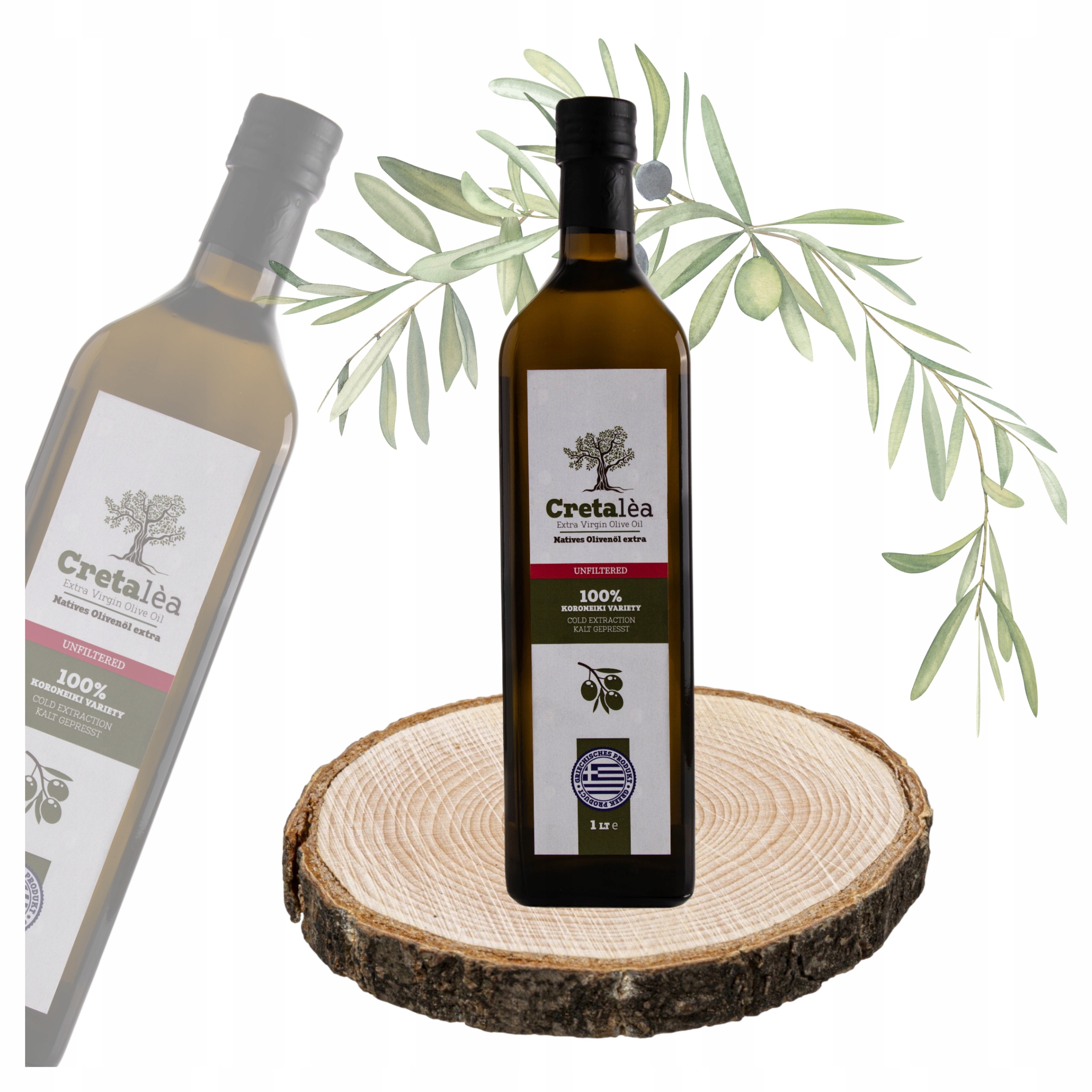 Levně Extra Olivový Olej 1 L Řecký Panenský, Nefiltrovaný Ve Skleněné Láhvi