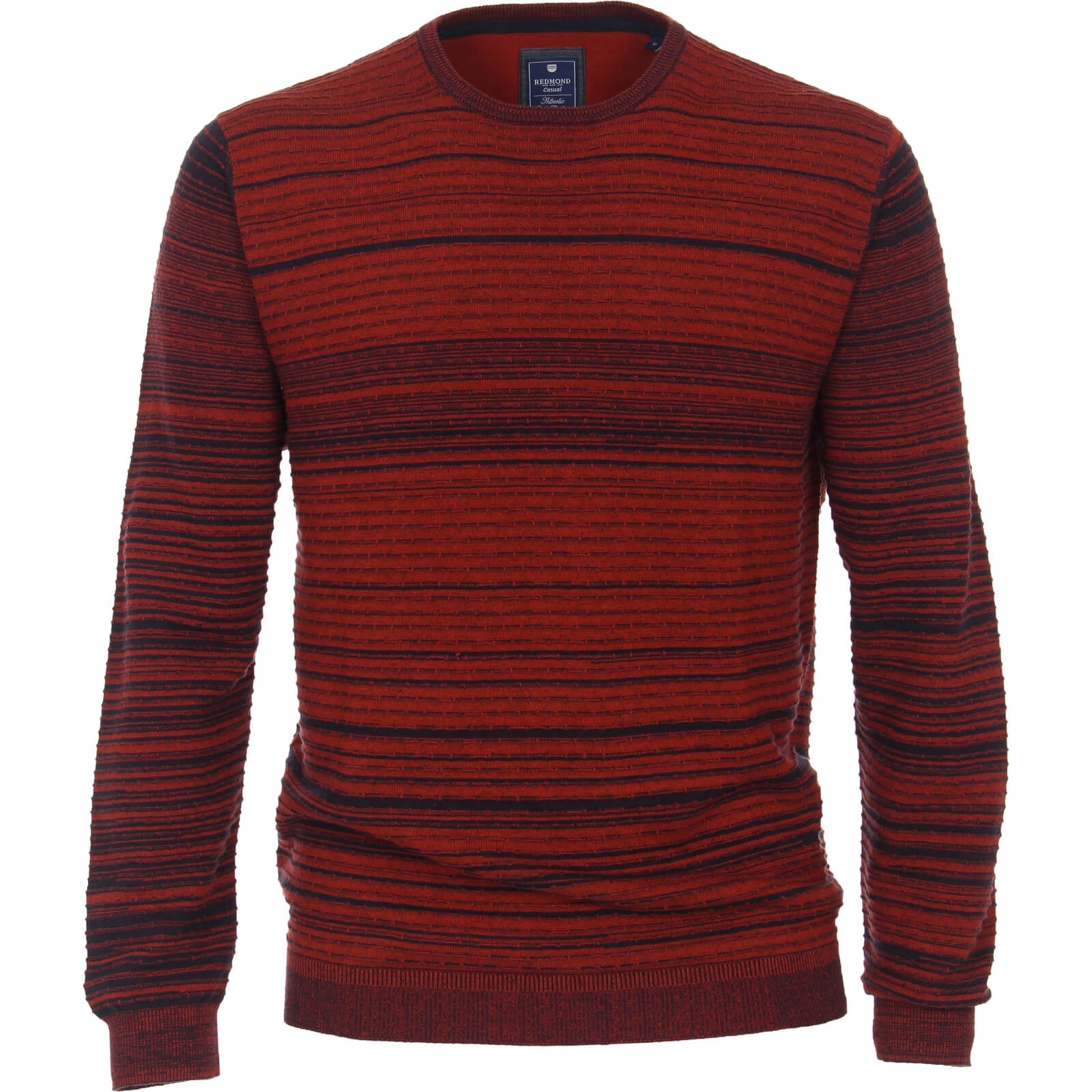 

sweter męski w paski bordowy O-neck Redmond 2XL
